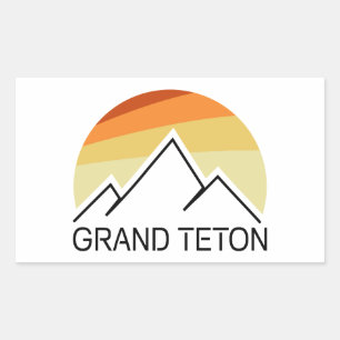 Grand Teton Wyoming Retro Rechteckiger Aufkleber