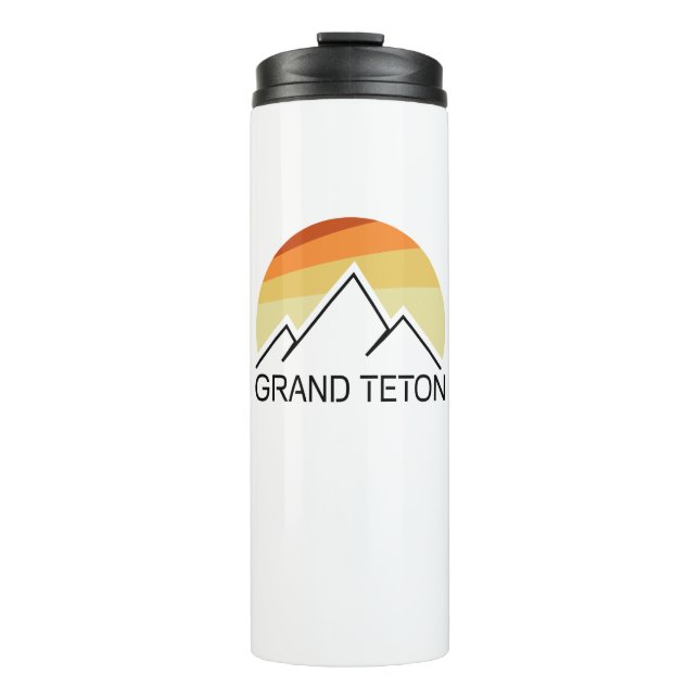 Grand Teton Wyoming Retro Thermosbecher (Vorderseite)