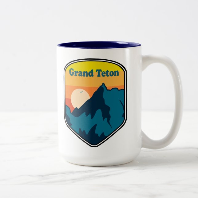 Grand Teton Wyoming Sunrise Zweifarbige Tasse (Rechts)