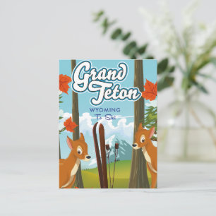 Grand Teton Wyoming zum Skifahren. Postkarte