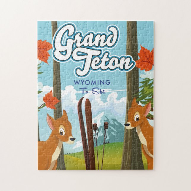 Grand Teton Wyoming zum Skifahren. Puzzle (Vertikal)