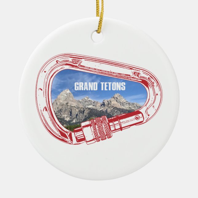Grand Tetons Climbing Carabiner Keramik Ornament (Vorne)