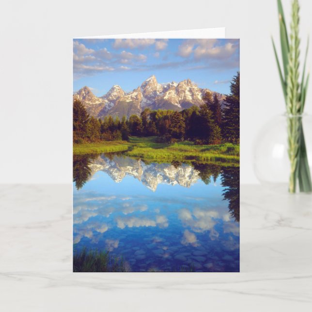 Grand Tetons, die im Fluss Snake reflektieren Karte (Vorderseite)