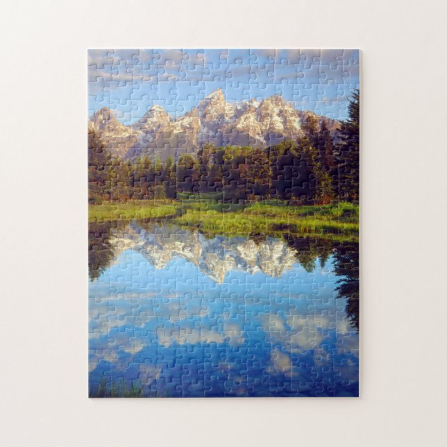 Grand Tetons, die im Fluss Snake reflektieren Puzzle (Vertikal)