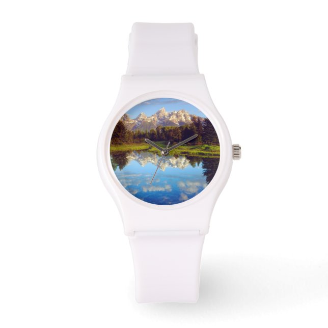 Grand Tetons, die im Snake River reflektieren Armbanduhr (Vorderseite)