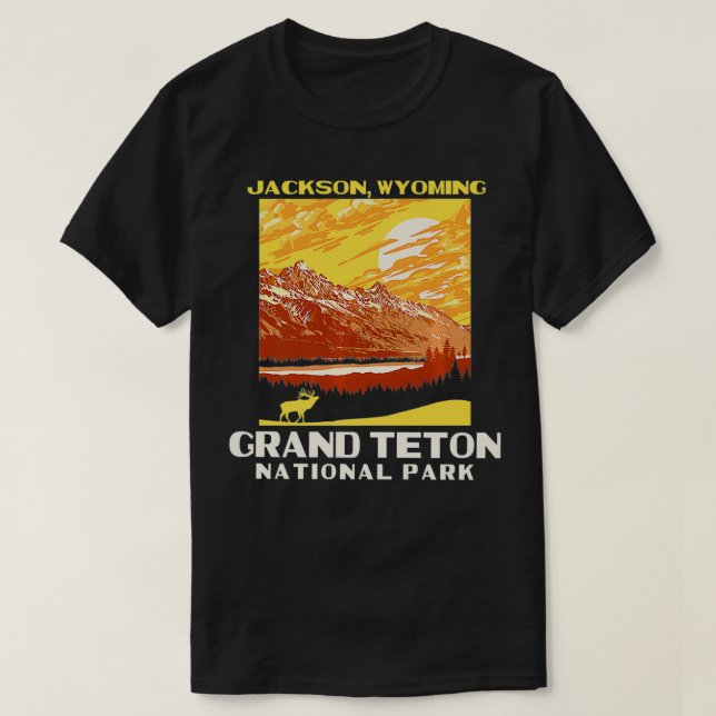 Grand Tetons National Park Jackson WY WPA Style Vi T-Shirt (Design vorne)