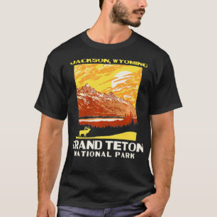 Grand Tetons National Park Jackson WY WPA Style Vi T-Shirt