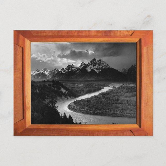 Grand Tetons Schwarzweiß Postkarte (Vorderseite)