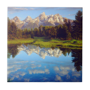 Grand Tetons spiegeln sich im Snake River Fliese