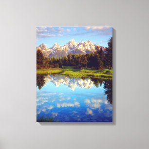 Grand Tetons spiegeln sich im Snake River Leinwanddruck