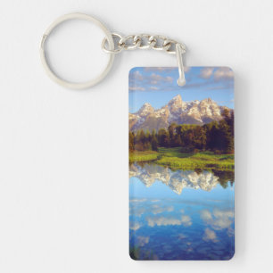Grand Tetons spiegeln sich im Snake River Schlüsselanhänger