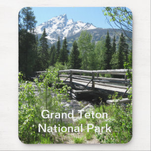 Grand Tetons Spring Snow and Wood Bridge Mousepad