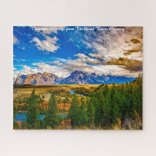 Grand Tetons Wyoming.Christmas Greetings Puzzle (Horizontal)
