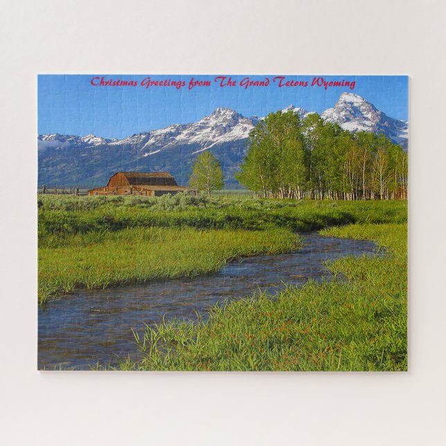 Grand Tetons Wyoming.Christmas Greetings Puzzle (Horizontal)
