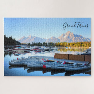 Grand Tetons Wyoming with Lake and Kayaks Puzzle