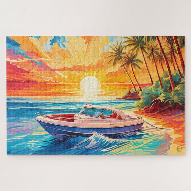 🌅 Grand Theft Boat: Sunset Cruise Puzzle (Horizontal)