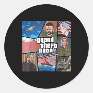 Grand Theft Nato Ukraine Gegenwind Runder Aufkleber