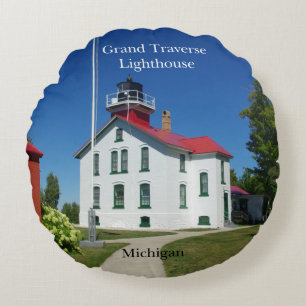 Grand Traverse Lighthouse Rundkissen Rundes Kissen