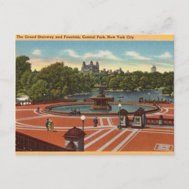 Grand Treway Fotain Central Park NYC, New York Postkarte (Vorderseite)