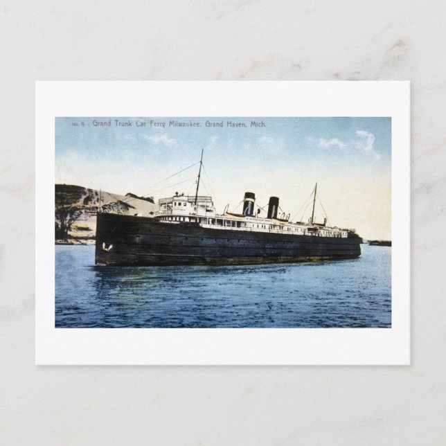 Grand Trunk Car Ferry Milwaukee, Grand Haven, MI Postkarte (Vorderseite)