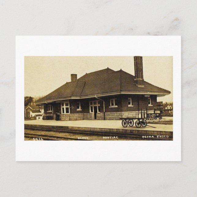 Grand Trunk Depot Pontiac Michigan Postkarte (Vorderseite)
