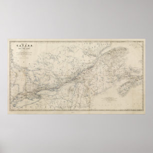 Grand Trunk Railway Map zirka 1860 Poster