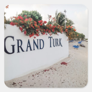 Grand Turk Beach Szene Quadratischer Aufkleber