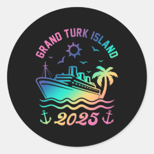 Grand Turk Island 2025 Cruise Vacation Beach Trave Runder Aufkleber