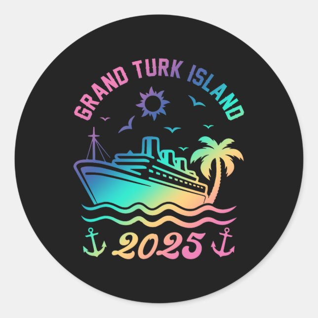 Grand Turk Island 2025 Cruise Vacation Beach Trave Runder Aufkleber (Vorderseite)