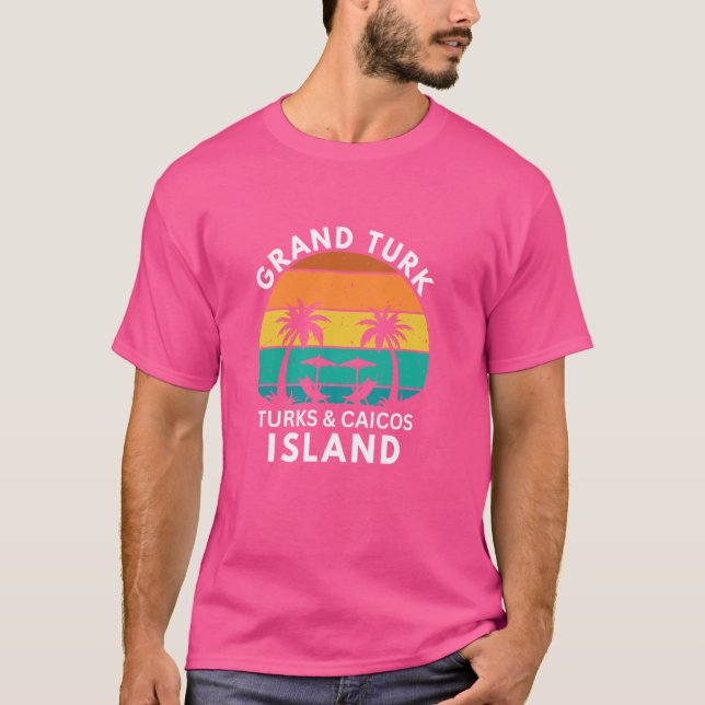 Grand Turk Island Turks & Caicos Retro Tropical Su T-Shirt (Vorderseite)