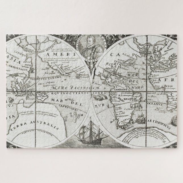 Grand Voyages Alte Antike Allgemeine Karte Welt Puzzle (Horizontal)