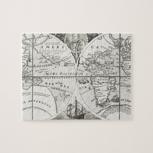 Grand Voyages Alte Antike Allgemeine Karte Welt Puzzle (Horizontal)