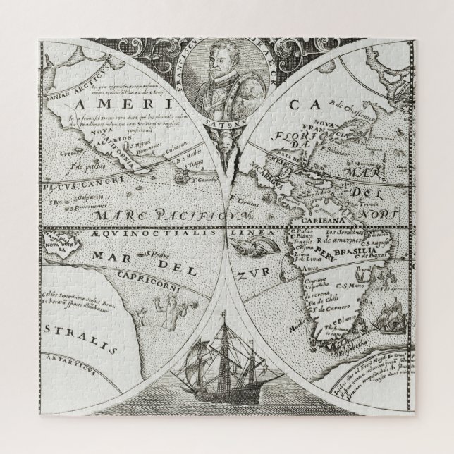 Grand Voyages Alte Antike Allgemeine Karte Welt Puzzle (Vertikal)