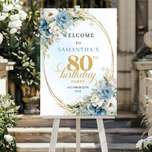Grand Watercolor staubblaues Blumenmuster 80. Gebu Poster