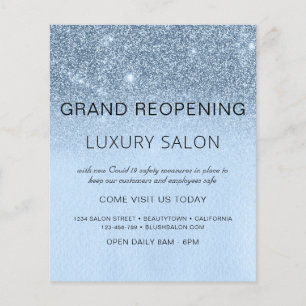 Grand Wiedereröffnung Blue Sparkle Glitzer Salon Flyer