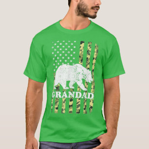 Grandad Bear Camping Wandern Camouflage USA Amerik T-Shirt