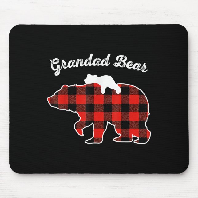 Grandad Bear Flannel Red Plaid Pajama Family Match Mousepad (Vorne)