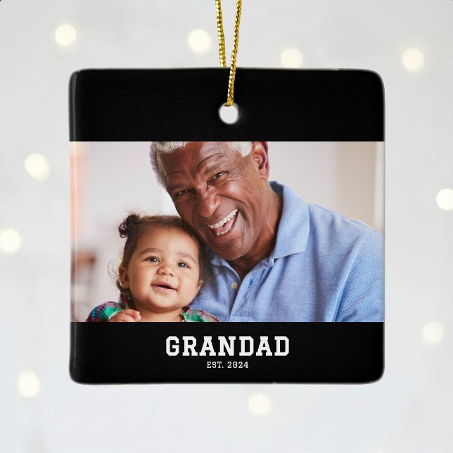 Grandad Established Black White Bold Photo Keramikornament (Von Creator hochgeladen)