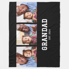 Grandad Established Elegant Bold Black 3 Photo Fleecedecke