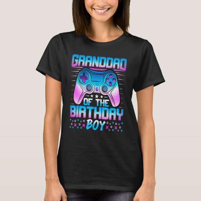 Grandad of the Birthday Boy Matching Video Game B T-Shirt (Vorderseite)