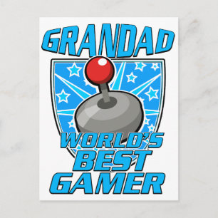 Grandad World's bestes Gamer-Retro-Logo Feiertagspostkarte
