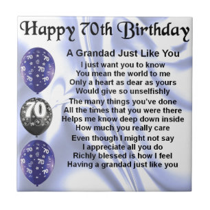Grandadgedicht - 70. Geburtstag Fliese