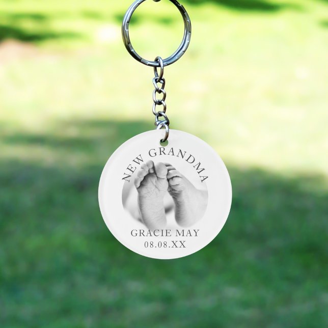 Grandchild Baby Foto New Oma Acrylic Schlüsselanhä Schlüsselanhänger (New Grandma? Upload your photo and add a name/birth date to this Acrylic Keychain)