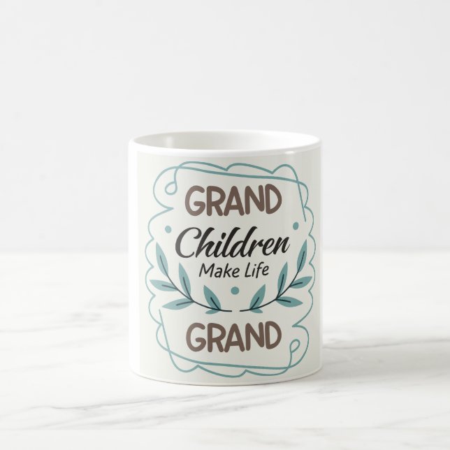Grandchildren Make Life Grand  Hand Lettered Quote Kaffeetasse (Mittel)