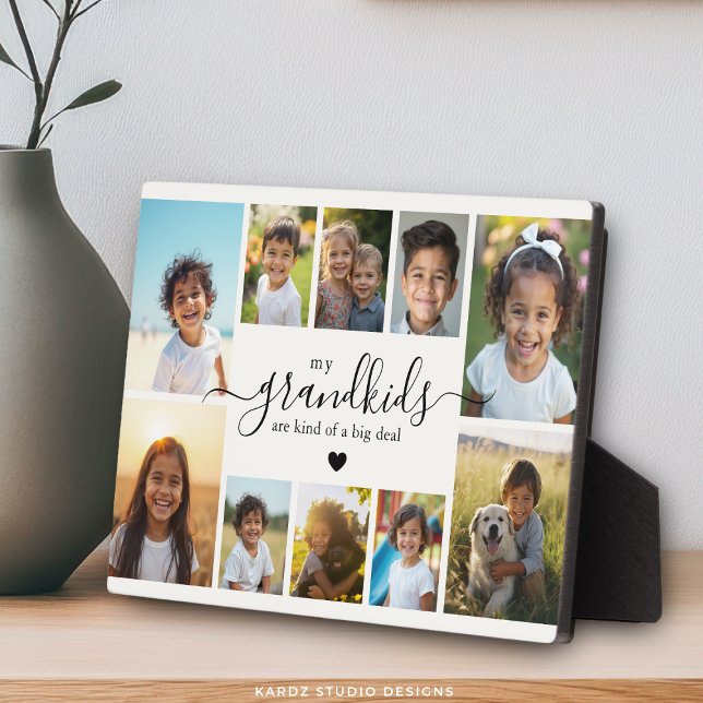 Grandchildren Photo Collage Gift for Grandma Fotoplatte (Plaque shown in 5x7 inches.)