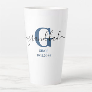 Granddad Elegant Script Monogram Blue Milchtasse