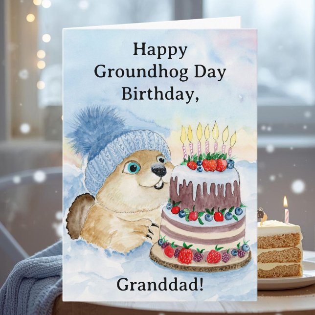 Granddad Happy Groundhog Day Birthday Groundhog Karte (Von Creator hochgeladen)