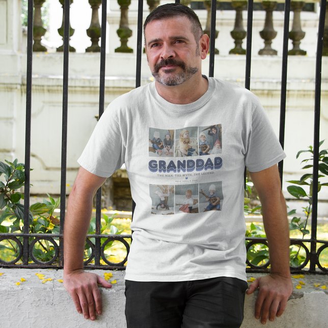 Granddad Man Myth Legend 6 FotoCollage T-Shirt (Von Creator hochgeladen)