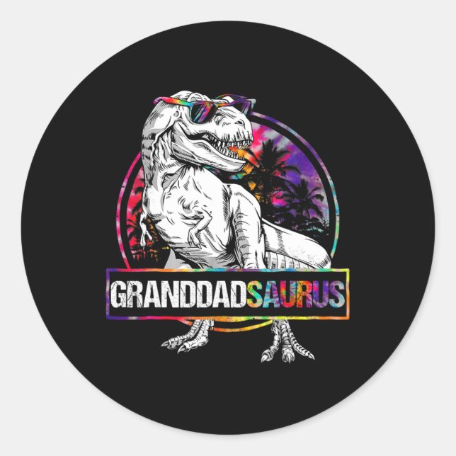Granddadsaurus Dinosaur Opa Saurus Passendes T Runder Aufkleber (Vorderseite)