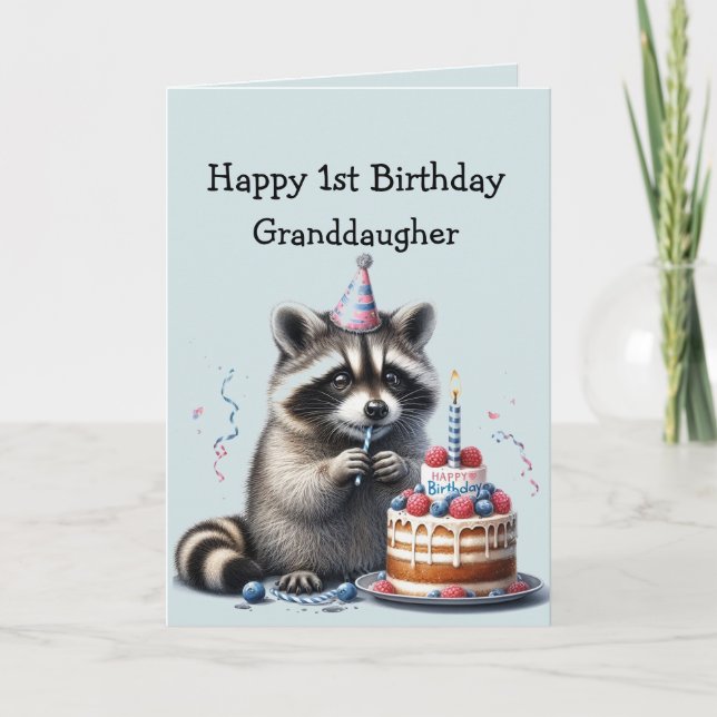 Granddaugher Fun Raccoon 1. Karte (Vorderseite)